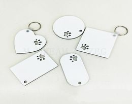 Puppy Keychain Sublimation MDF Key Ring Paw Imprimé en bois Chain de clé Creative Dog Tag5855471