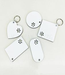 Puppy Keychain Sublimation MDF Key Ring Paw Imprimé en bois Céré Creative Dog Tag8987231