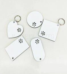 Puppy Keychain Sublimation MDF Key Ring Paw Imprimé en bois Chain de clé Creative Dog Tag3504294