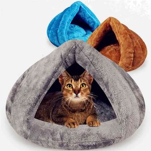 Chiot Pet Chat Lit Pour Petit Chien Doux Chaud Nid Chenil Chat Lits Cave Maison Sac De Couchage Tapis Pad Tente Animaux Hiver Chaud Animaux Lits 210722