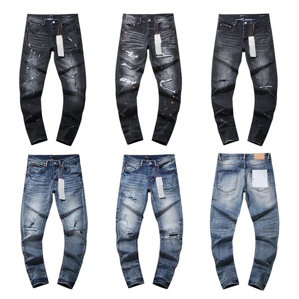 PUR Brand Retro Jeans desgastados Pantalones de impresión de tinta con tinta high Street Casual Tendencia para hombres Pantalones de mezclilla Man Pantalones CSD2404273-11