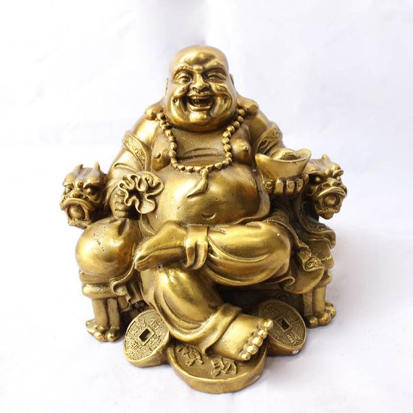 Pur cuivre chaise Sit maitreya items d'ameublement rire Estatua de Bouddha