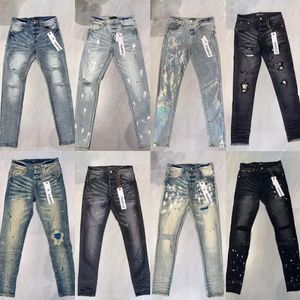 Pur-Ple Jeans Designer Mens Womens Jean Fashion en détresse Ripped Bikers Denim Cargo pour hommes Pantalon noir