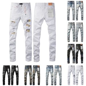 Paarse jeans Heren Designer Jeans Skinny Jeans Gescheurde Biker Slanke Rechte Skinny Broek Stapel Jeans Mode Jean Heren Zwarte Broek 2024