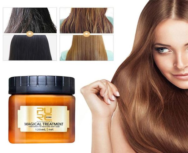 PURC 120 ml masque de traitement capillaire à la kératine magique répare efficacement les cheveux secs endommagés 5 secondes nourrir restaurer les cheveux doux 3 pièces 3003513