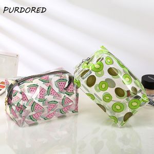 PURDORED 1 Pc Clair Fruit Cosmétique Sac Étanche PVC Voyage Femmes Maquillage Sac Maquillage Organisateur Trousse De Toilette Trousse De Toilette 220615