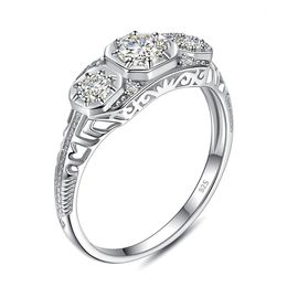 Puur 925 zilver 3 stenen ring mosaniet voor vrouwen met GRA-certificaat bruiloft betrokkenheid bruids handgemaakte sieraden vrouwelijk cadeau 240112