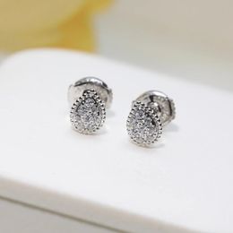 Pure 925 Sterling Silver Earrings Water Drop Full Diamond Stud oorbellen Bohemen schattig ontwerp Fijn luxe merk Dange 240419