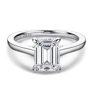 Pure 925 Sterling Zilveren Sieraden voor Vrouwen Ringen Halo Enkele steen 2.5 CT Wedding Engagement Gift