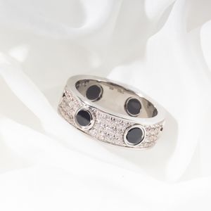 Pure 925 Sterling Zilveren Sieraden Voor Vrouwen Lock Ringen Luxe Merk Kwaliteit Party Bruiloft Top Fine Design Engagement Volledige Diamond Love Ring Black Screw Unisex