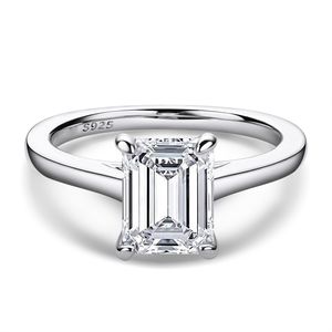 Bijoux en argent Sterling pur 925 pour femmes bagues Halo pierre unique 2.5 Ct cadeau de fiançailles de mariage 211217