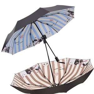 Parapluie de soleil de pluie à motif de chat pur et frais3 parasol pliant Anti UV mode art abstrait design femmes parasol Paraguas8099817