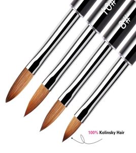 Pure Animal Kolinsky Haar Nail Art Acryl Brush Pen voor UV Gel Polish Manicure Carving Pennen Steentjes Metalen Handvat1156796