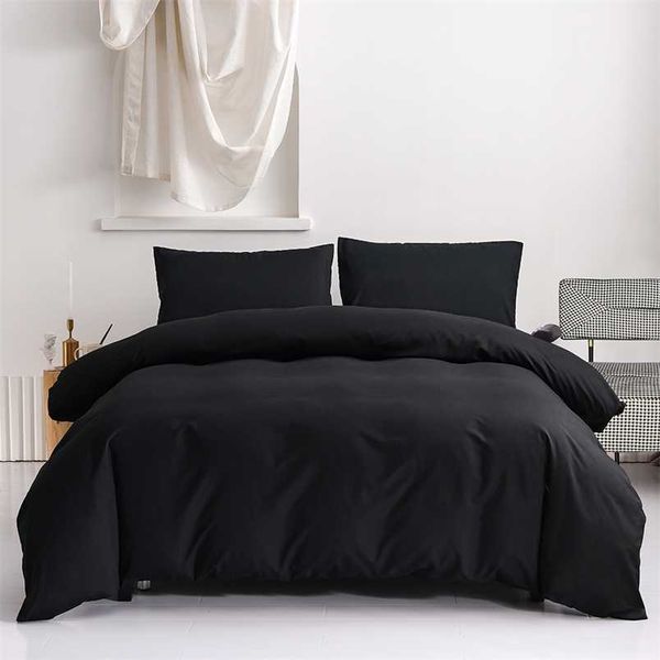 Juegos de ropa de cama Pure Fundas nórdicas negras Ropa de cama sólida Ropa de cama Euro Funda de edredón gris Fundas de almohada 200x200 135x200 211007