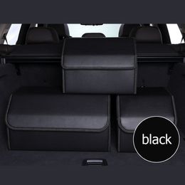 Caja organizadora plegable para maletero de coche de cuero PU negro puro