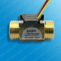 Pure Brass Hall Effect Water Flow Sensor Meter Counter Indicator Flowmeter 1-30L/min G1/2 mannelijke draad