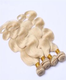 Pure Color 613 Blonde Cheveux Humains 4 Bundles 9A Grade Vague de Corps Texture Cheveux Tisse Non Transformés Blonde 613 Extensions de Cheveux 1030 In408584995