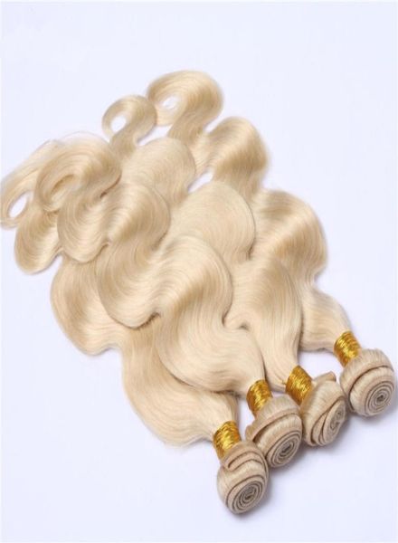 Pure Color 613 Blonde Cheveux Humains 4 Bundles 9A Grade Vague de Corps Texture Cheveux Tisse Non Transformés Blonde 613 Extensions de Cheveux 1030 In403701783