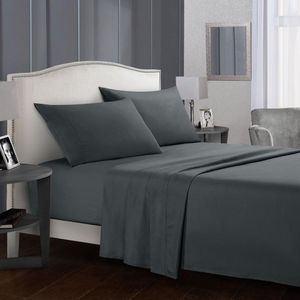 Juego de cama de Color puro, ropa de cama breve, sábana plana + sábana bajera + funda, tamaño Queen/King, gris, suave, cómodo, blanco, juego de cama