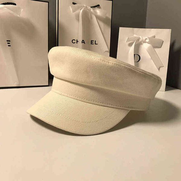 Pure Color Cotton Duck Tongue Marine Hat Femmes Automne Hiver Version Coréenne Le Tendance Britannique Rétro Flat Top Brossé Noir Béret J220722