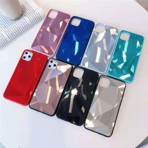 Pure Color Diamond Pattern Phone Cases TPU + PC + Acryl Mobiele telefoons Case Cover voor iPhone 13 12 Mini 11 PRO MAX X XS XR 7 8 6S Plus Samsung S21 A52 A72
