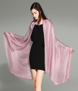 Écharpe d'automne de couleur Pure femmes lin Long châle 185x100 cm grande taille solide en mousseline de soie écharpe dames soie satin Scarves6050541