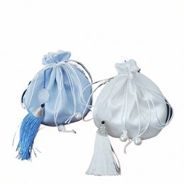 Pure Couleur Hanfu Sac à crampons Perle Perle Fr Pendant Chinese Style Sachet Mini Coin Purse Bellry Bag K8WJ # #