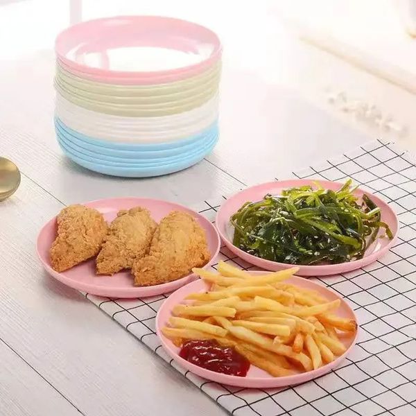 Plato de plástico de Color puro para el hogar, plato para aperitivos y postres, platos de dulces japoneses para Sushi, bandeja de basura de escritorio, accesorios de cocina