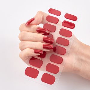 Pure Color Semi Cured Nail Art Stickers UV gel Decal Populaire nagelsticker Diy Nail Decorations