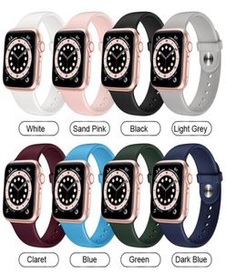 Correa de silicona de color puro Correas de reloj de goma para Apple Watch Series 1 2 3 4 5 6 7 8 SE Correa de reloj 38 mm 40 mm 44 mm 42 mm Reemplazo A7738886