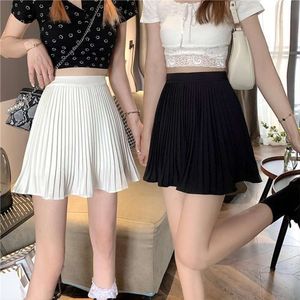 Pure kleur rok voor dames zomerstijl Koreaans ontwerp Niche geplooid hoge taille afslanken een lijn korte groothandel