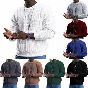 Color puro Waffle The Hood Sweater Primavera y otoño para hombres Nuevos deportes Fi Blanco Negro Casual Cuello alto suelto 147e #