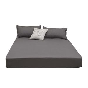 Cabecero de cama totalmente envuelto en algodón lavado de color puro, funda de colchón antideslizante, funda antipolvo, colcha individual