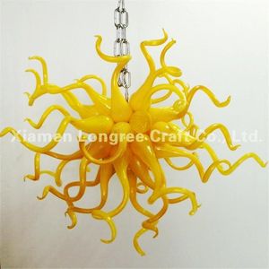 Lustres de luxe en verre soufflé à la main de couleur pure décoration de la maison éclairage LED jaune lampes suspendues