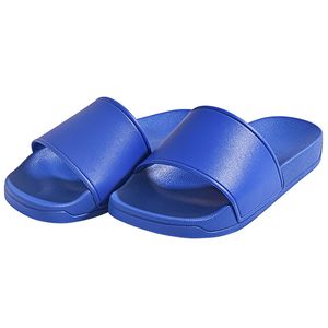 Pantoufles de couleur pure pour hommes et femmes, chaussures plates en caoutchouc, chaussures de plage décontractées, été bleu