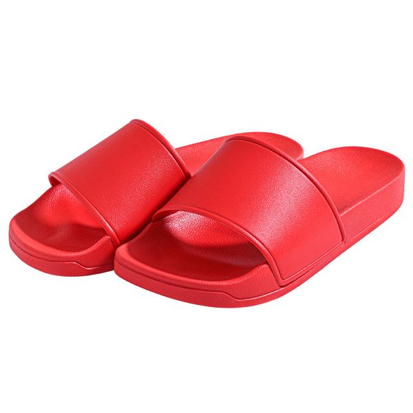 Pantoufles de couleur pure pour hommes et femmes, chaussures plates en caoutchouc, chaussures de plage décontractées, été rouge
