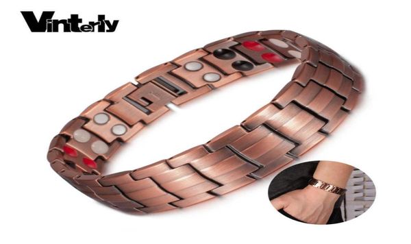 Bracelet en cuivre pur hommes énergie Germanium Bracelet magnétique cuivre Vintage hologramme chaîne lien Bracelets pour hommes arthrite 2106191306536