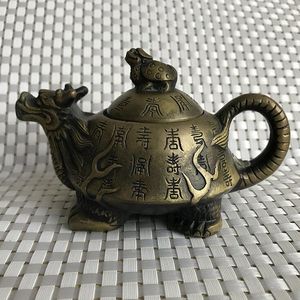 Cuivre pur dragon tortue pot décoration bouilloire théière antique cuivre pot décoration artisanat cadeau antique objets de collection