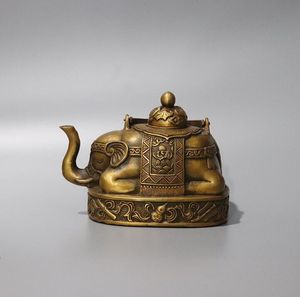 Flacon de hanche en cuivre pur bouilloire de bon augure huit pot au trésor théière éléphant chanceux décoration de la maison ornement antique collection antique
