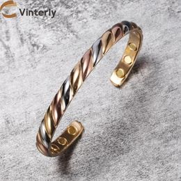 Bracelet magnétique en cuivre pur énergie d'énergie bénéficie du bracelet à manchette réglable pour les femmes 240402