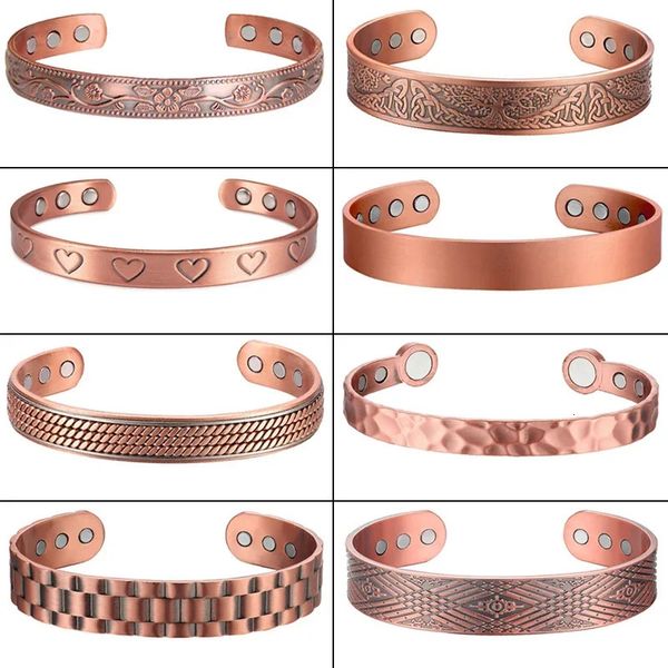 Bracelet magnétique en cuivre pur Men d'arthrite Aimments réglables Femme Femme Thérapie Cuff