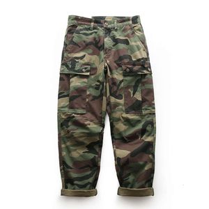 Pure katoenen camouflage werkkledingbroeken voor mannen met meerdere zakken, rechte buis losse casual broek, lange broek voor mannen