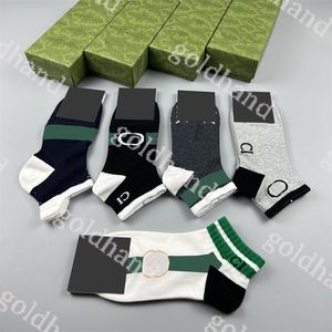 Pure Cotton Mens Sock Stocking Classic Brand Embroidery Sock Five Paren Sport Sock Whit Box