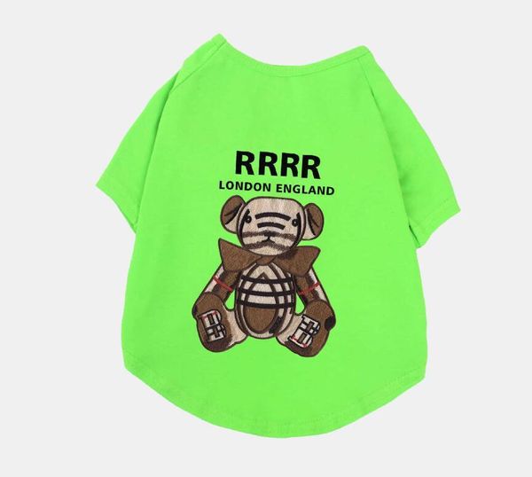 Ropa de algodón puro para mascotas, camisetas de moda para cachorros de diseñadores de caniche de peluche de verano, ropa para perros con estampado de letras de oso, camiseta para mascotas 2393