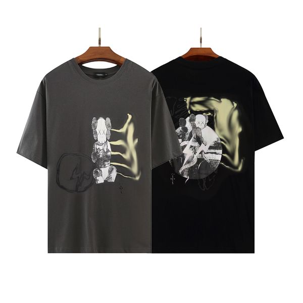 Pur coton à manches courtes noir haute rue mode cool drag design hommes lâche mode coton couple t-shirt décontracté été hommes femmes marque de vêtements à manches courtes