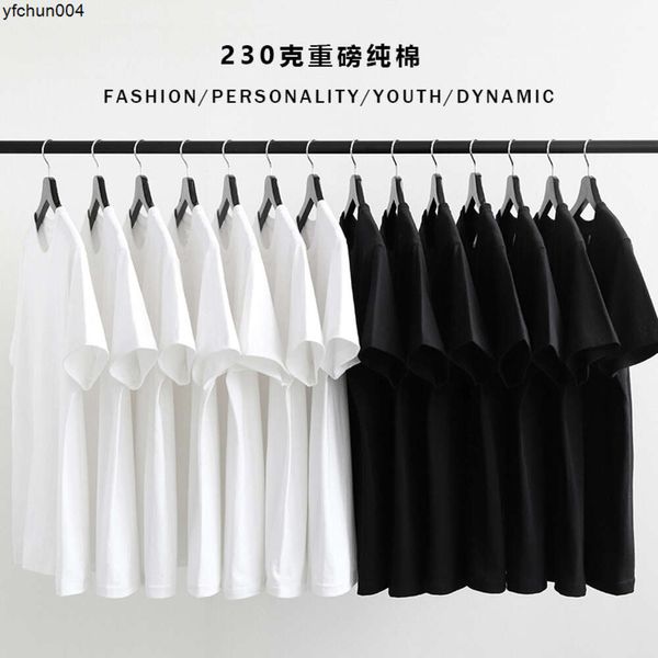 Camiseta de manga corta de color sólido de puro algodón para hombres y mujeres Cuerpo blanco con top negro debajo de la mitad para hombre {categoría}