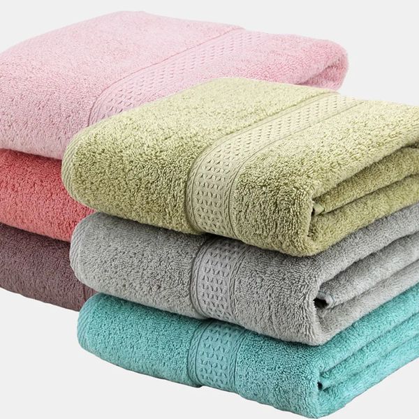 Coton pur Super absorbant Grande serviette serviette de bain 70 * 140 serviettes de salle de bain douces épaisses serviettes de plage confortables 15 couleurs 240415