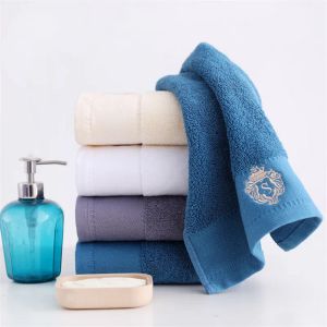 Serviette en coton pur 34x75 cm, séchage rapide de broderie adulte, serviette à visage doux avec absorption d'eau