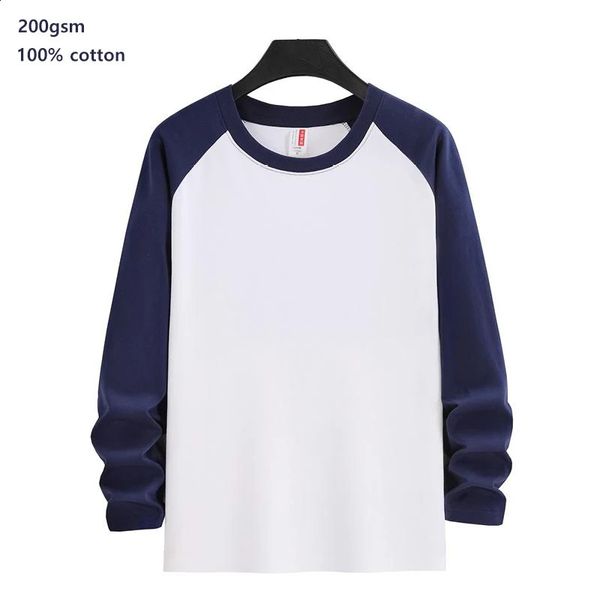 Pur coton Y2k hommes t-shirt à manches longues printemps et automne sweat solide col rond t-shirts pour hommes femmes Raglan t-shirt décontracté 240122