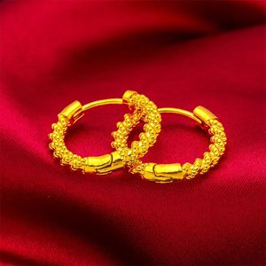 Pure Dubai 24k gebakken deeg twist oorbellen voor vrouwen vriendin bruiloft verjaardag cadeau 999 gouden fijne sieradencadeaus 240517
